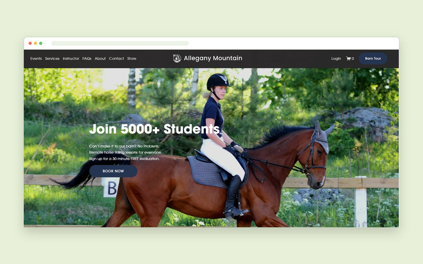 Allegany Mountain Farm website shown in a browser window